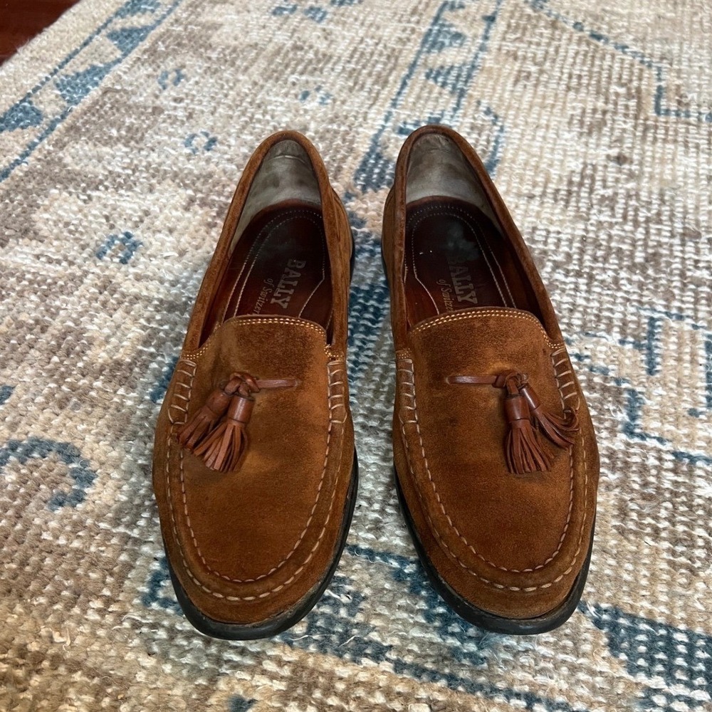 Bally of Switzerland Handsome Suede Tassel Loafers 9E Made in Switzerland